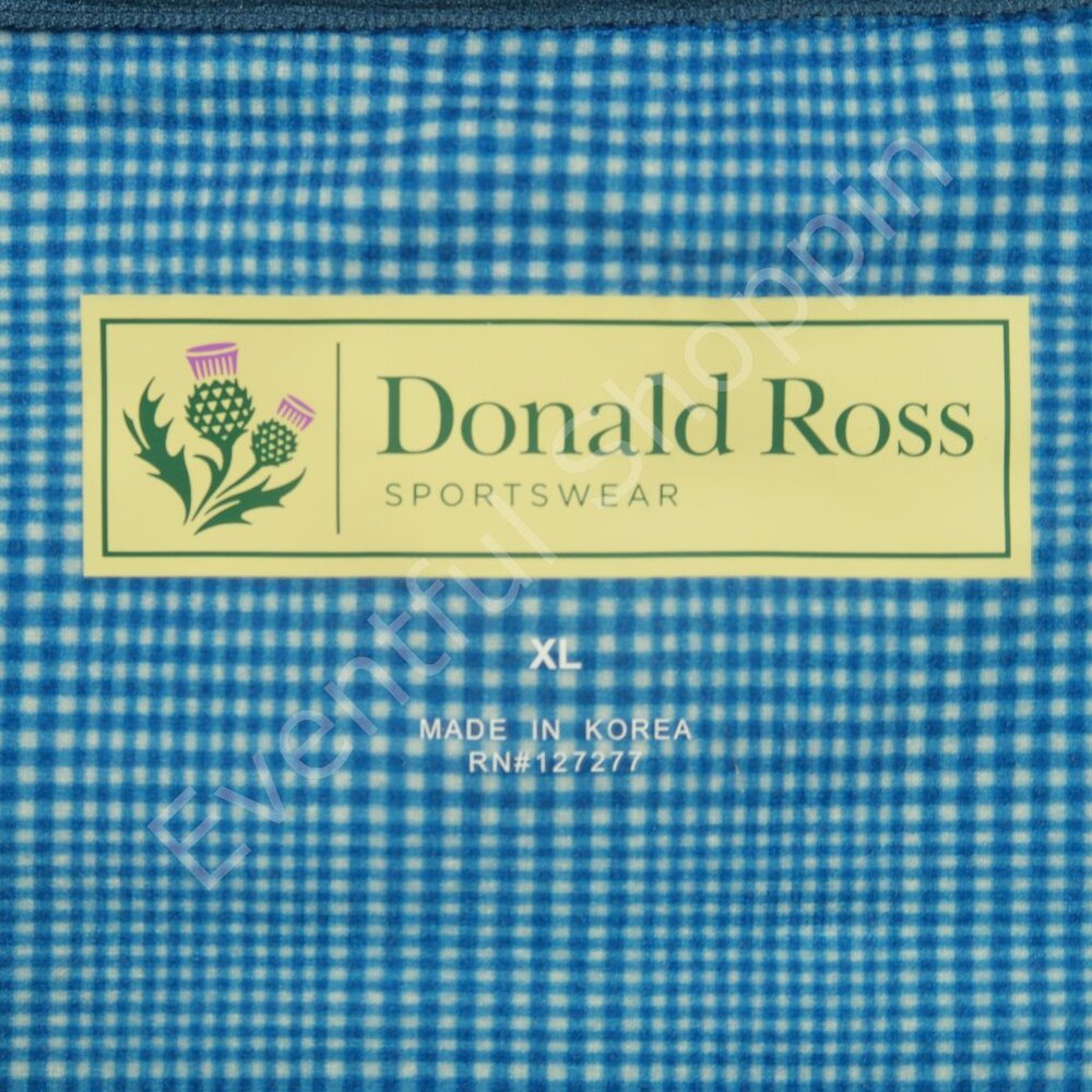 Reynolds Lake Oconee Jacket Mens M Blue Golf Donald Ross Zip Pullover Glenplaid - Picture 6 of 8